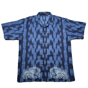 Vintage ODO Shirt Mens XL Camp Polyester Button Up Skulls Flames Y2K 90s Rave